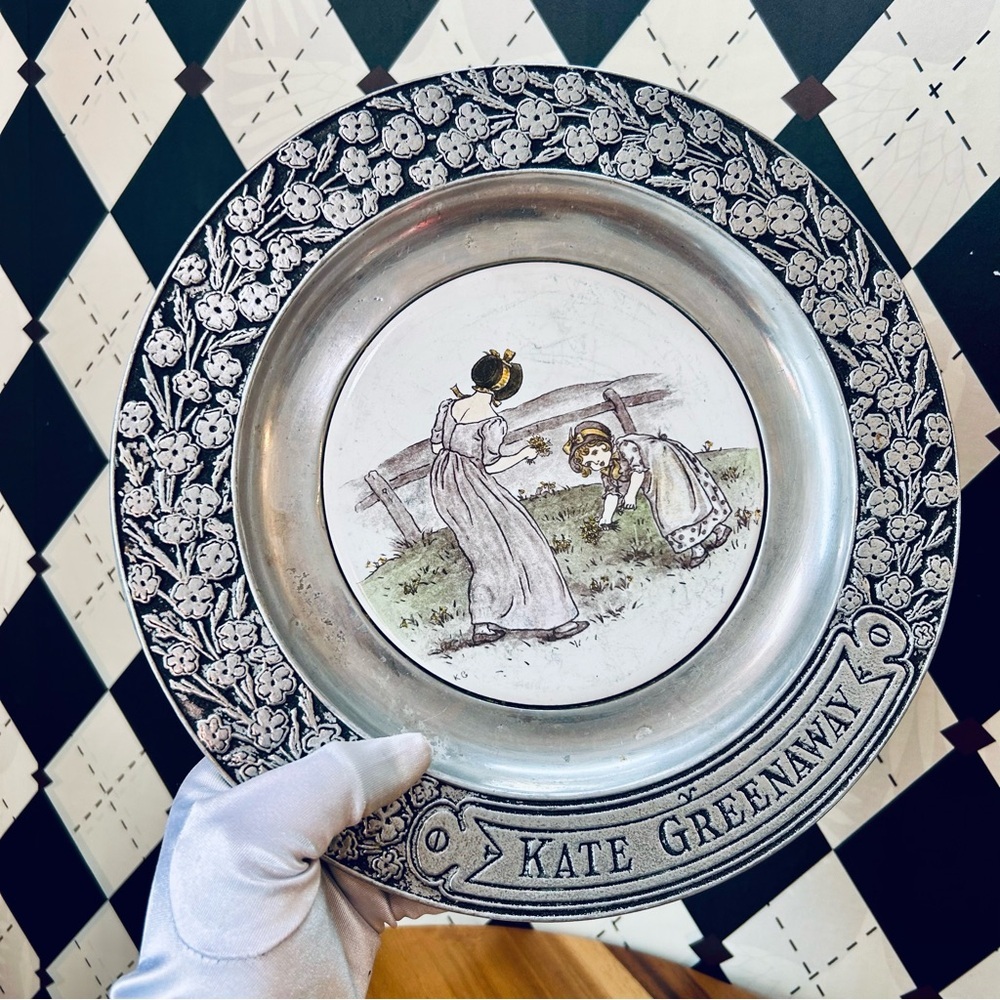 Vintage Pewter Plate – Kate Greenaway Illustration 1970| Wilton Armetale
